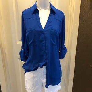 Blue express button down